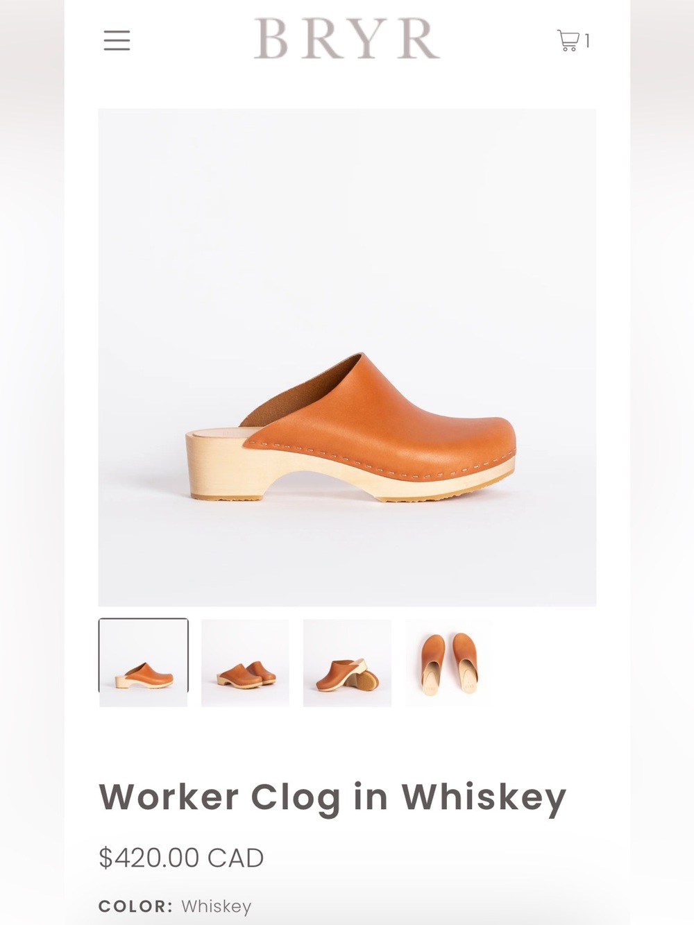 Bryr Worker Clogs in Whiskey - Picture 2 of 9